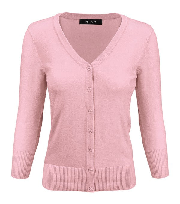 V-Neck Button Down Knit Plus Size Cardigan Sweater