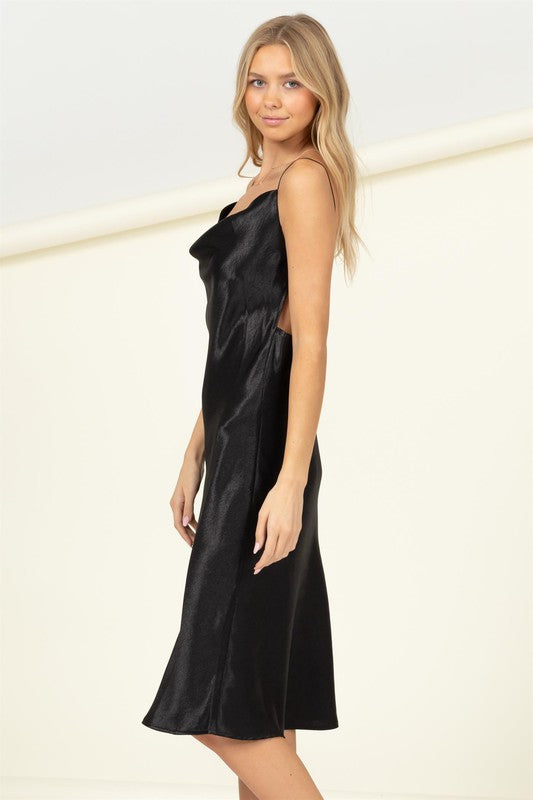 Meet you There Cowl Neck Midi Dress