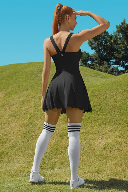 Women Workout Golf Tennis Dress with Shorts Pocket