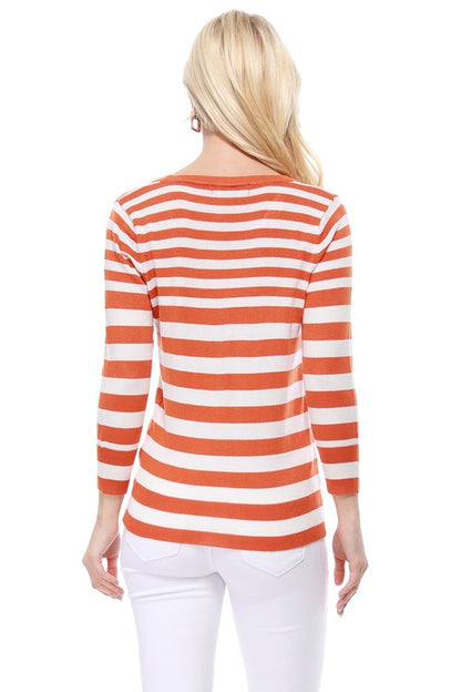 V Neck Striped Spandex Sweater Cardigan