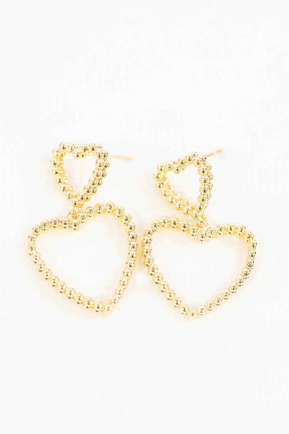 Cara Gold Heart Drop Earrings