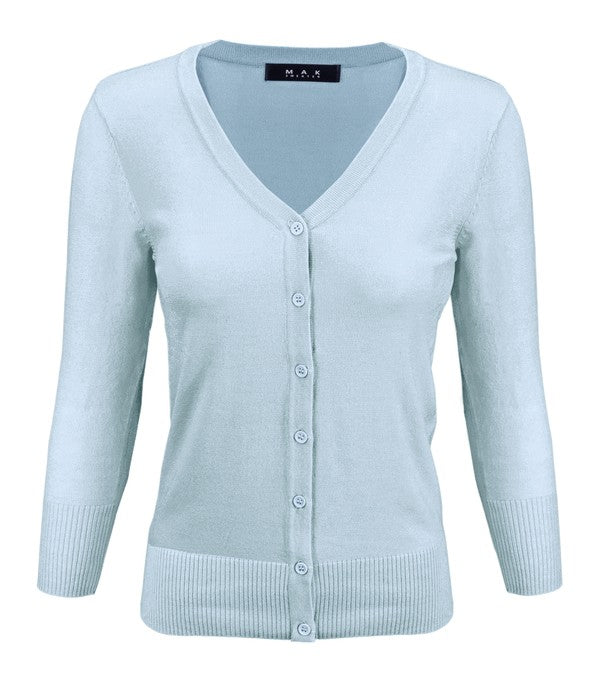 V-Neck Button Down Knit Plus Size Cardigan Sweater