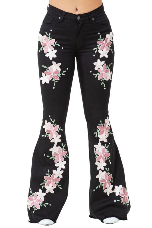 Floral Bell Bottom Jean