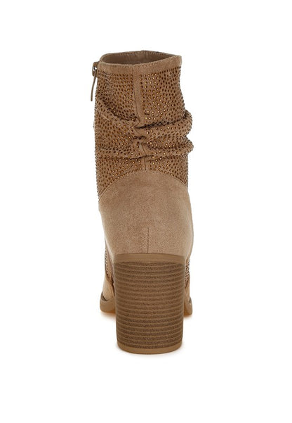 Rhinestone Studded Slouchy Ankle Boots