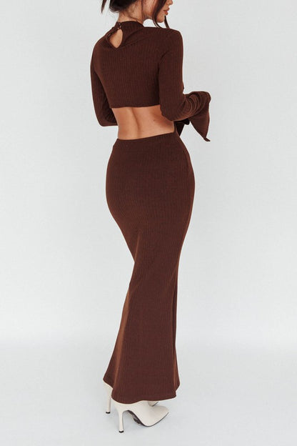 Sexy, Flare Cuffs Knit Maxi Dress