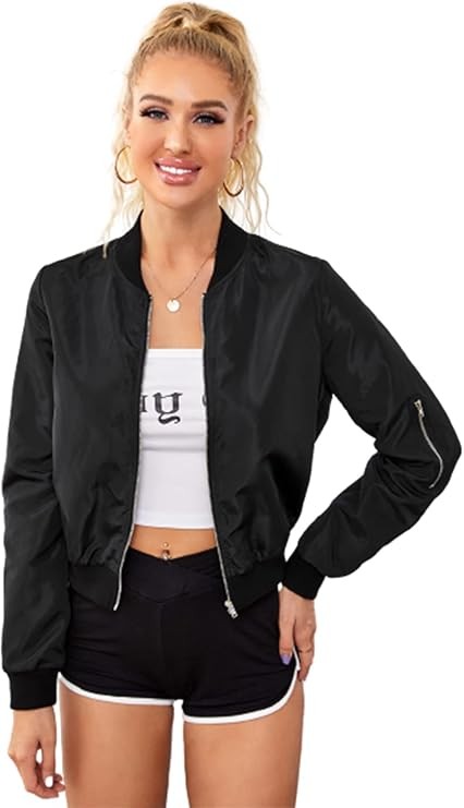 Black zip up coat in women’s fashion