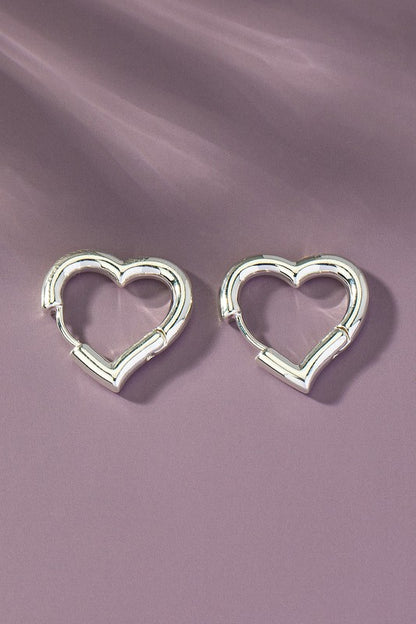 Heart shape hinged hoop earrings