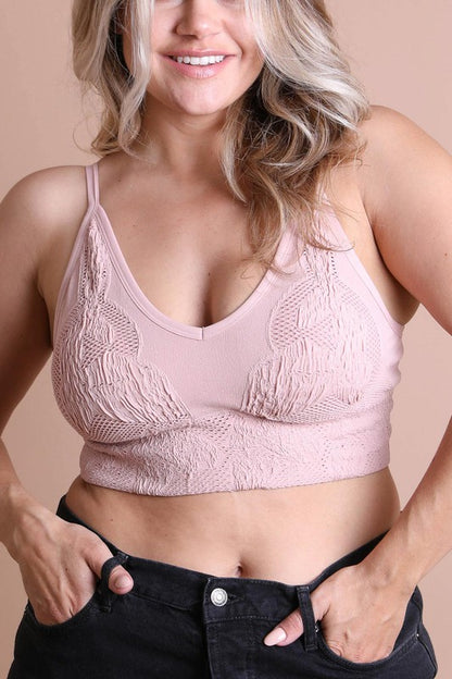 Seamless Padded Textured Brami Plus Size