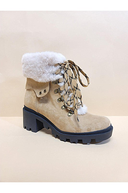 FUR COMBAT BOOTIES