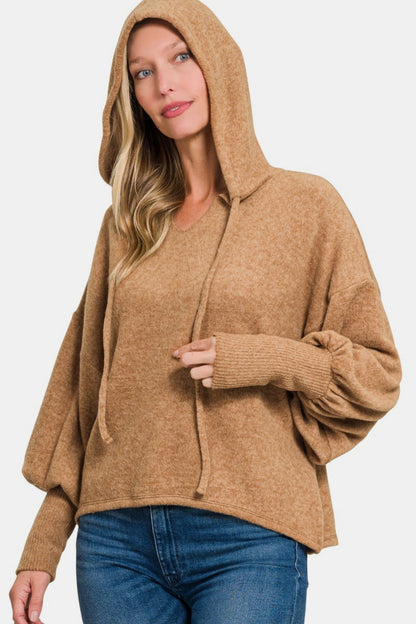 Drop Shoulder Cropped Hoodie