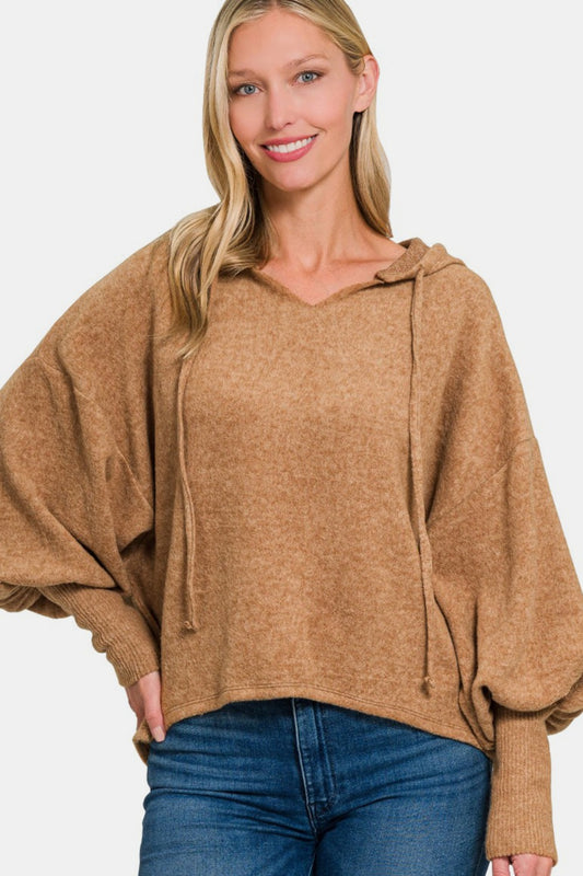 Drop Shoulder Cropped Hoodie