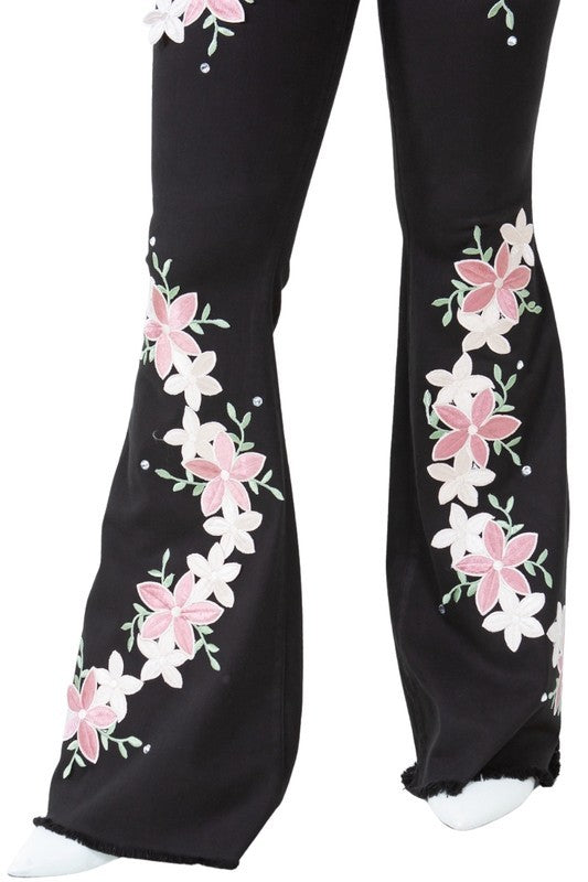 Floral Bell Bottom Jean