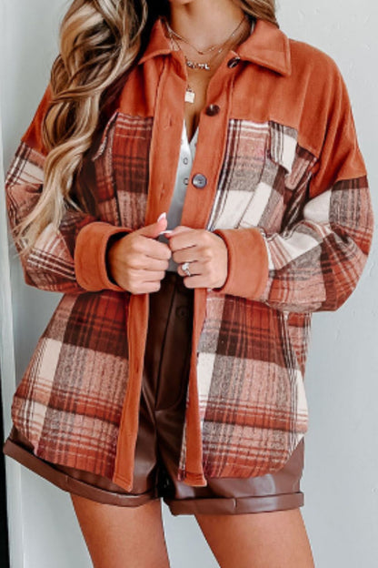 Plaid Button Up Long Sleeve Jacket