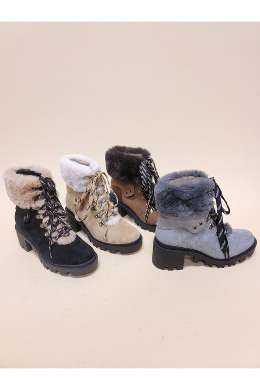 FUR COMBAT BOOTIES