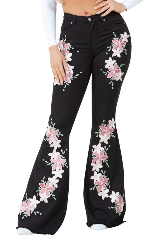 Floral Bell Bottom Jean